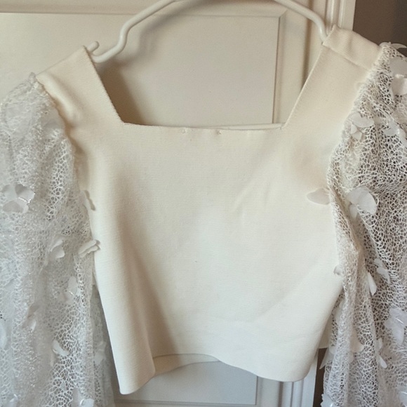 Free People Cream Lace Sleeve Top - Picture 5 of 5